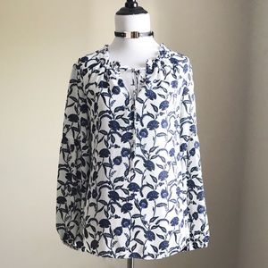 Rose And Olive Peasant Floral Print Blouse White